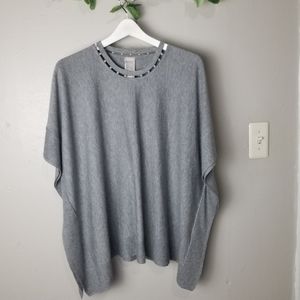 Chico's grey faux pearl neckline poncho si…